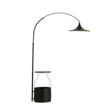 Imagem de Luminária de chão Abajur com mesa, abajur moderno em arco de meados do século prateleira, cabeceira acoplado, lateral pequeno para quarto