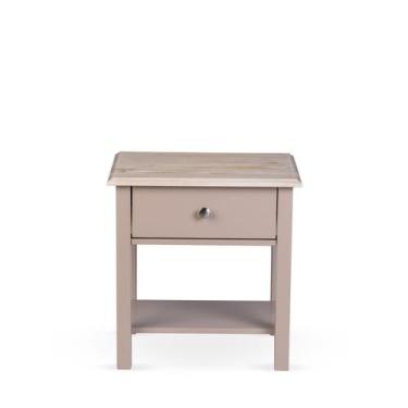 Imagem de Mesa Lateral 1 Gaveta Madeira Maciça Escovado Louise - Treboll