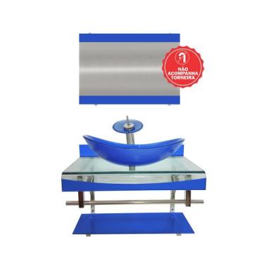 Imagem de Gabinete de Vidro 90cm para banheiro Luxemburgo - EKASA, Azul Escuro