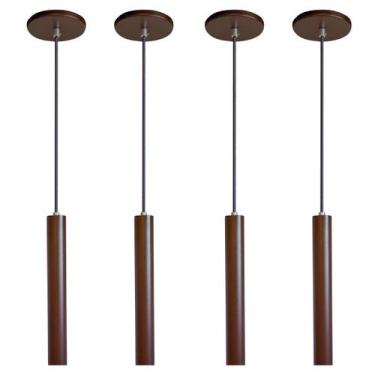 Imagem de Kit 4 Pendente Luminária Tubo Marrom 30 Cm - AZ Casa Decor