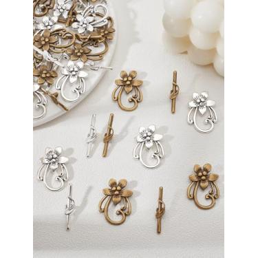 Imagem de 20 conjuntos de 2 cores com botões de flores, fechos de joias, conectores, conjuntos de fechos de barra, braceletes para colar, pulseira, brinco, faça você mesmo, suprimentos para fabricação de joias