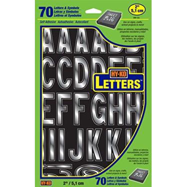 Imagem de HY-KO Produtos Números de vinil autoadesivos MM-32L, 5 cm de altura, prata prisma, 70 peças