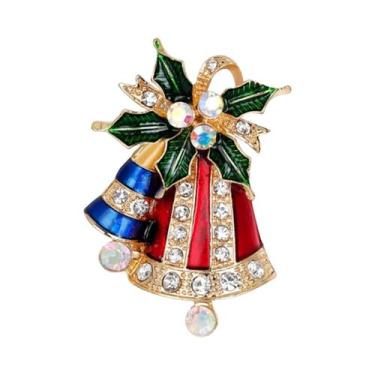 Imagem de Broche de Pino Esmaltado de Natal Feminino - Boneco de Neve, Sinos e Á