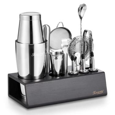 Imagem de KITESSENSU Conjunto De Coqueteleira Boston Mixology, Kit Barman, Coquetel Premium Com Suporte, Acessórios Profissionais Para Bar Doméstico: Martini, Utensílios Frutas Cítricas, Coadores Malha Fina,