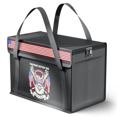 Imagem de Bolsa à prova de fogo para bateria de lítio LiFePO4 100AH, bolsa segura para bateria de lítio à prova de explosão de grande capacidade para carregamento e armazenamento, compatível com LiTime e LiPULS