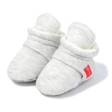 Imagem de Botas de lã quentes antiderrapantes para bebês meninos e meninas, sapatos aconchegantes para recém-nascidos, Cinza claro, 12-18 Months Toddler