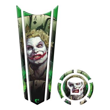 Imagem de Adesivo Faixa Gravata Tanque E Bocal Moto Resinado Coringa Preto