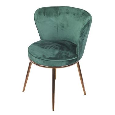 Imagem de Cadeira Nanda Revestimento Em Veludo Verde Escuro Base Aço Cobre