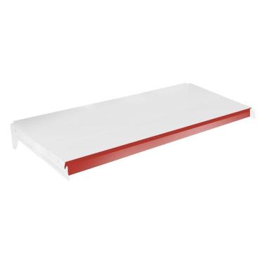 Imagem de Bandeja Prateleira 40x91 Para Gôndolas New Plus Com Porta Etiquetas Vermelho - Sa Gôndolas