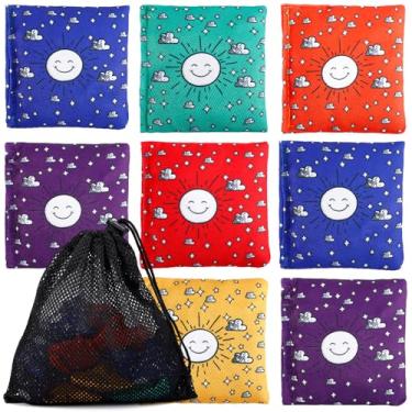 Imagem de Gdotmely Pacote com 32 sacos de feijão, mini sacos de feijão de 7 cm x 7 cm para crianças e adultos, pequeno saco colorido para arremessar, jogos de família, jogo de arremesso de quintal interno ao ar