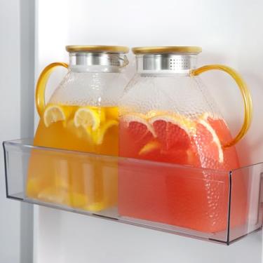 Imagem de WARMSIMPLE Pacote com 2 jarras de vidro com alça e tampa, jarra de água de vidro de 2 litros para bebidas, jarra de chá de vidro de 1,927 g, suco quente e frio, leite de café, jarro ou jarra para