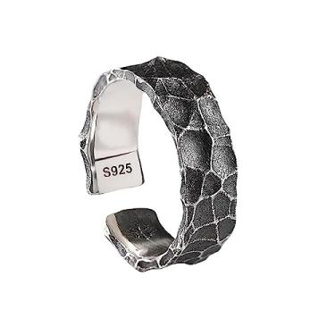 Imagem de Anel com padrão de martelo cinza para homens e mulheres, anel ajustável gótico vintage legal joias presentes para mulheres homens, Metal, Sem pedra preciosa