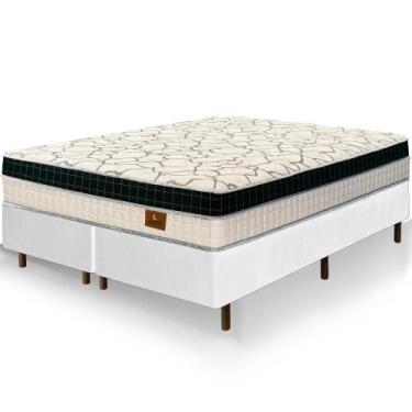 Imagem de Cama Box King Size Branca Colchão Buenos Aires Molas Superlastic 193x2