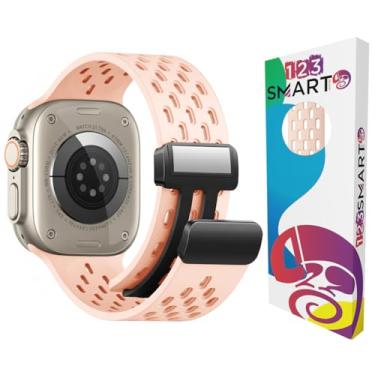 Imagem de Pulseira De Silicone Esportiva Furos Com Fecho Magnetico Marca 123smart 123-mag-22 Compativel Com IWatch Ultra 1 2 E 3 Iwatch Serie 10 9 8 7 6 5 4 3 2 1 Se 44mm 45mm 46mm 49mm (Rosa Bebê)