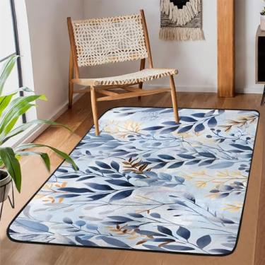 Imagem de Tapete de área para sala de estar, lavável à máquina, folhas retrô, antiderrapante, tapete macio, para sala de estar, quarto, sala de jantar, berçário, cozinha, decoração de casa