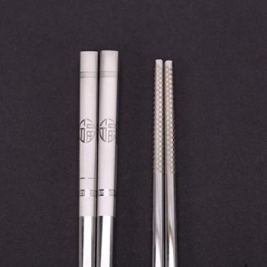 Imagem de Generic Pauzinhos de Aço Inoxidável Portáteis Com Padrões de Escultura, Fáceis de Limpar, Perfeitos para Macarrão, Talheres Resistentes a Mofo, 1 Conjunto (Boa sorte e boa sorte)