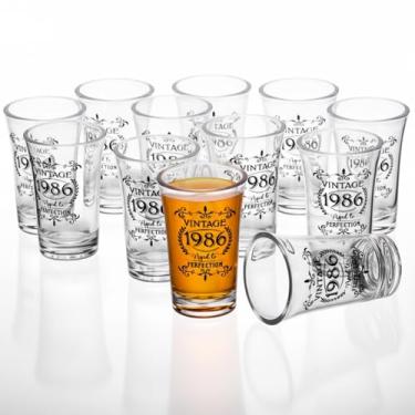 Imagem de Sliner Pacote com 48 copos de shot de aniversário a granel, lembrancinhas de festa de aniversário vintage de plástico de 40/50/60 a anos, presente de decoração (Vintage 1976)