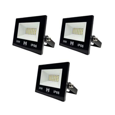 Imagem de Kit 3 Refletor Led 30w Smd Bivolt 6500k Fachada Pavilhão Ip66 Mx-0316