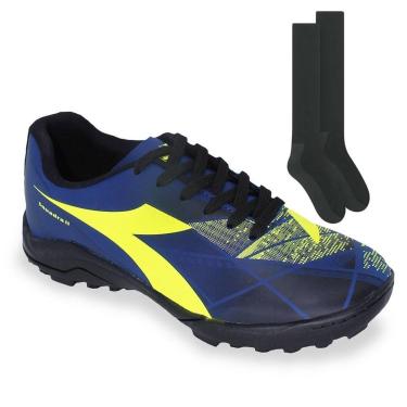 Imagem de Kit Chuteira Society Diadora Squadra II + Meião-Masculino