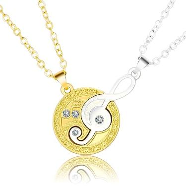 Imagem de Colar de notas musicais para mulheres, joias modernas, pingente minimalista, presente para melhor amiga, aniversário, dia dos namorados, casal, joias modernas, acessório de amizade, presentes de Natal