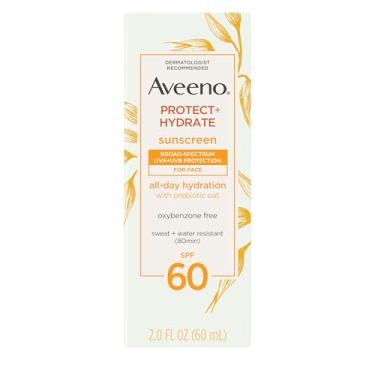Imagem de Aveeno Protect + Hydrate Moisturizing Face Sunscreen Lotion With Broad Spectrum Spf 60 & Prebiotic Oat, Weightless & Refreshing Feel, Paraben-free, Oil-free, Oxybenzone-free, 2.0 ounces