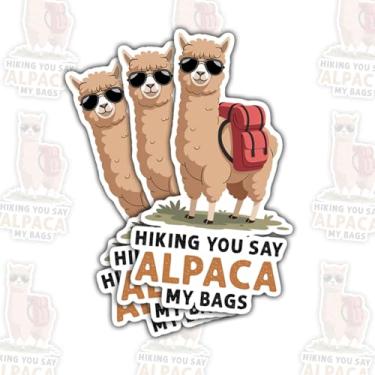 Imagem de 3 peças de adesivos de trilha You Say Alpaca, fofos adesivos de vinil de animais de aventura engraçados para laptop, caderno, garrafa de água, para-choque de carro, presente para caminhantes
