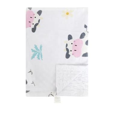 Imagem de Cobertor de bebê para meninos e meninas, animais fofos, cobertores macios com forro de lã pontilhada, cobertor macio para presente de aniversário de recém-nascido (76 x 101 cm