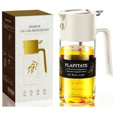 Imagem de PLAPITATE Pulverizador de azeite de oliva premium de 500 ml para cozinhar, frasco dispensador de azeite de oliva 2 em 1 para utensílios de cozinha, frasco de spray com controle de porção para salada