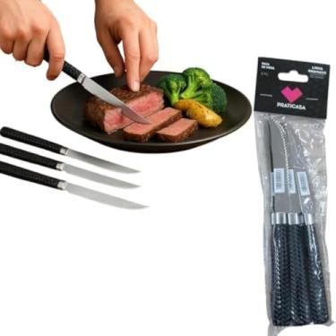 Imagem de Faca, mesa, corte, inox, gramado, preta, cozinha, afiada, e elegante.