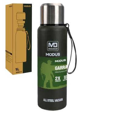 Imagem de Garrafa Térmica Inox Parede Dupla Portátil Com Bolsa 1000ml/1500ml (1500ML Verde Escuro)