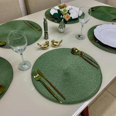 Imagem de Kit 4 ou 6 Jogo Americano Souplast Redondo 38cm para Mesa Posta Jantar Cozinha (Verde,Kit 4)