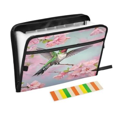 Imagem de Wassud Flying Hummingbird 13 bolsos organizador de arquivos sanfonado pastas expansíveis com abas e adesivos, tamanho carta A4 papel recibo documento pasta organizador para viagem de escritório