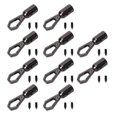 Imagem de Gancho de pressão de extremidade de corda, liga de zinco, acessórios decorativos de sino, com parafusos para artesanato em couro, acessórios, 10 conjuntos de furo de 8 mm, (Prata Preto)