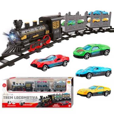 Imagem de Locomotiva Brinquedo Interativo Com 4 Mini Carrinhos E Vagões Efeito D
