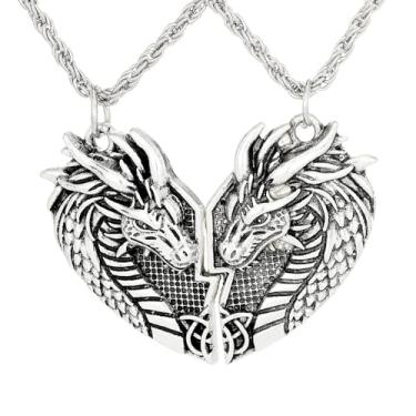 Imagem de Colar de drangon legal para casal, melhores amigos, punk, vintage, combinando para 2 joias de monstro gótico, relacionamento de longa distância, melhor amigo, colar de amizade para ele e ela, one size