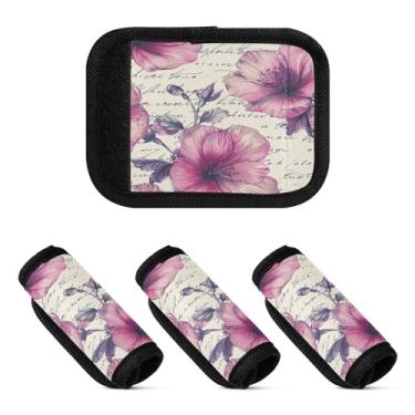 Imagem de Qilmy Beautiful Plum Blossoms Bagagem Handle Wrap Pacote com 4 Identificadores de Bagagem Tag Comfort Handle Grips Capa para Carrinho de Viagem Bolsa Mala Avião Acessórios de Viagem 888