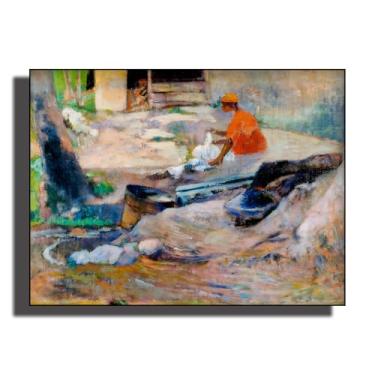 Imagem de OKRA Arte de parede em tela Gauguin - Pôsteres A Little Washerman - Arte vintage - Impressionismo - Móveis elegantes e itens decorativos para banheiros, quartos e cozinhas. Sem moldura. 12 x 16 pol/30