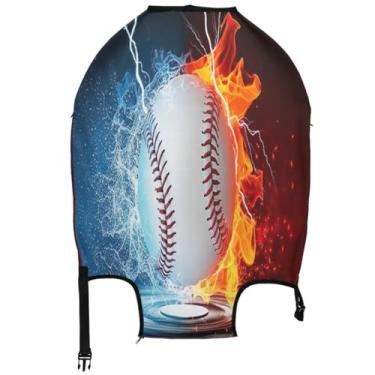 Imagem de Joisal Electrifying Baseball Fire Suitcase Covers para proteção de bagagem, capa de viagem e viagem especial, Fogo eletrizante de beisebol, L, Fits 26-28 Inch Case, Capa de mala