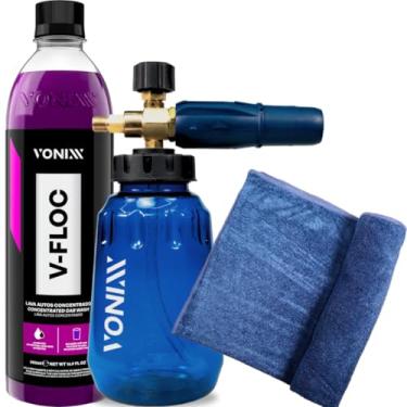 Imagem de Kit Lavagem Vonixx Snow Foam Fast Shampoo Neutro Super Concentrado V-floc 500ml Toalha Secagem 50X90 Vonixx