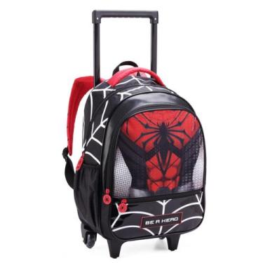 Imagem de Mochila De Rodinha C/ Carrinho Escolar Menino Bolsa Spider - Denlex, P
