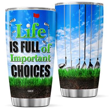 Imagem de CUBICER Copo de café de golfe, caneca de viagem para golfista com tampa, presentes de aniversário para mulheres, homens, adolescentes, esposa, marido, ele, dela, esportes, copo isolado, copos de aço