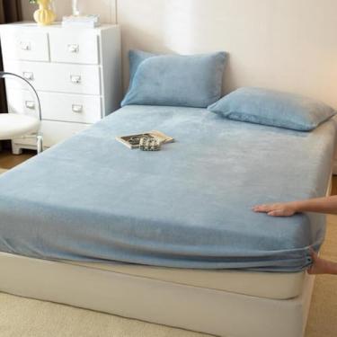 Imagem de Lençol de baixo de pelúcia ultramacio com bolso profundo, capa protetora de colchão, conjunto de cama para todas as estações, elástico ultra elástico de 360 graus, para quartos tipo 09||180 x 220 cm