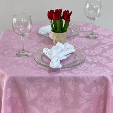 Imagem de toalha jacquard quadrada 1,40x1,40 p mesa quadrada(rosa bb)