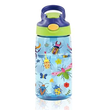 Imagem de CGMIBAS Garrafa de água infantil de 400 ml com canudo – Garrafa de água de joaninha para escola, à prova de vazamento, leve, durável, com canudo para viagens, copo de presente para crianças, capa de