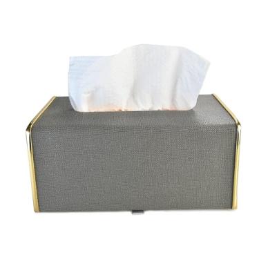 Imagem de Capa retangular para caixa de lenços de couro PU, suporte de lenços decorativo retangular, suporte de lenços de papel para casa, escritório, carro, com fundo magnético, organizador de lenços faciais