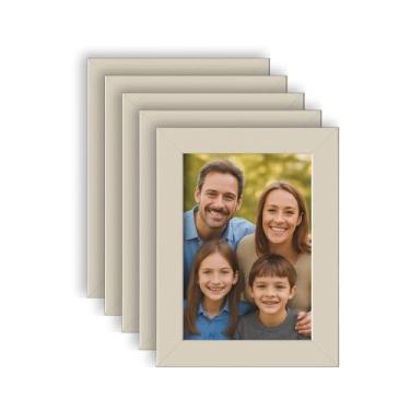 Imagem de Kit Com 5 Porta Retrato 13x18cm Branco Com Vidro Elegante E Prático Adequado Para Salas De Estar E Quartos