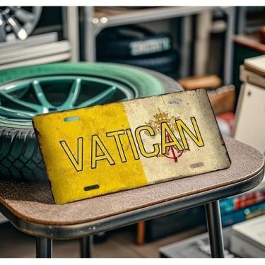 Imagem de Placa De Metal Rústica Vaticano 30cm X 15cm Arte De Parede Durável Par
