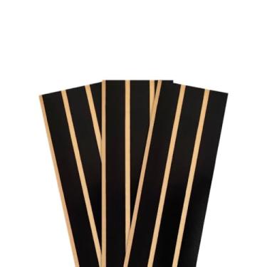 Imagem de Placas Painel Ripado MDF Autocolante 45x11cm – Decoração Moderna Sem Obra(PRETO,20 PLACAS)