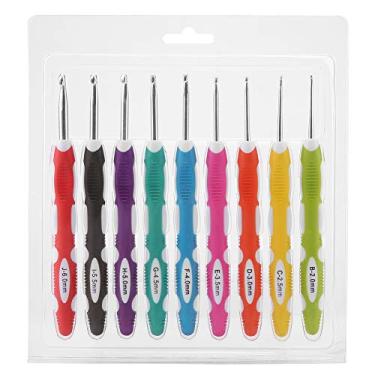 Imagem de Munefe conjunto de agulhas de crochê com 9 peças, agulhas de crochê com alça antiderrapante, agulhas de crochê para linha pesada ou fina (Embalagem blister de plástico)