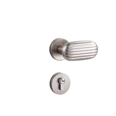 Imagem de Fechadura de porta de quarto prateada para ambientes internos de madeira fechadura mecânica dividida maçaneta magnética silenciosa (fechadura magnética)